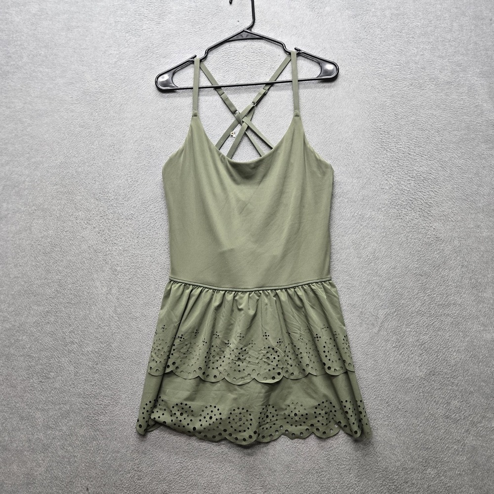 OFFLINE By‎ Aerie Women Dress L/G Green Peplum Eyelet Skater